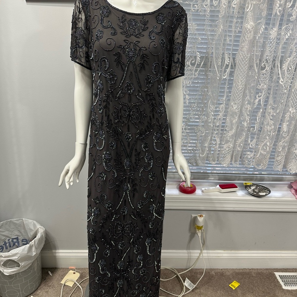 Elegant dark grey Embroidered Dress